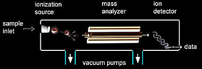 Diagram of mass spectrometry process