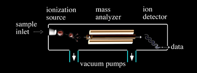 Main parts of a mass spectrometer